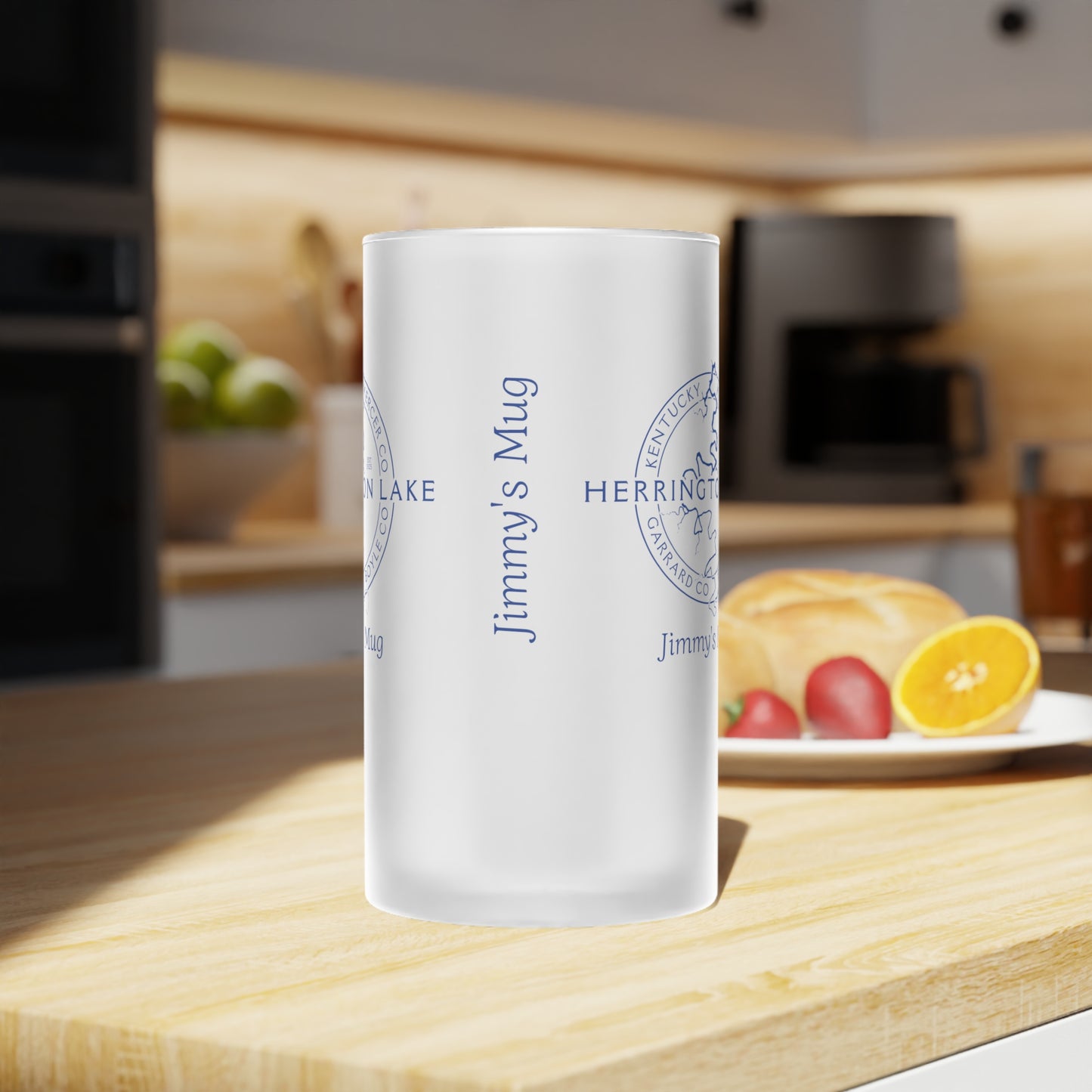 The Personalized Custom "Classic" Herrington Lake and County Frosted Glass Beer Mug