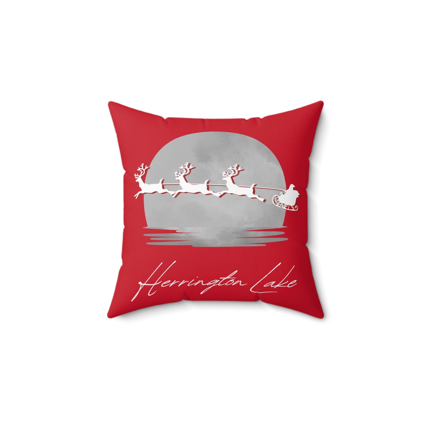 "A Very Merry Lakeside Christmas" Spun Polyester Square Accent Pillow (Red)