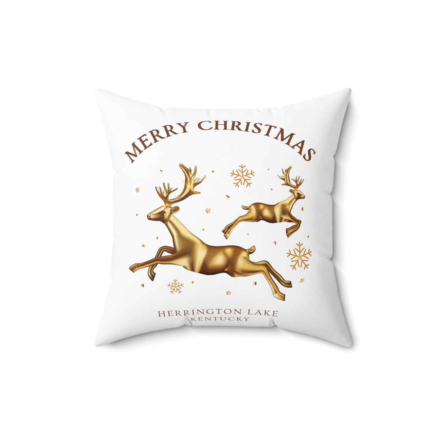 "A Golden Herrington Lake Christmas" Spun Polyester Square Accent Pillow (White)