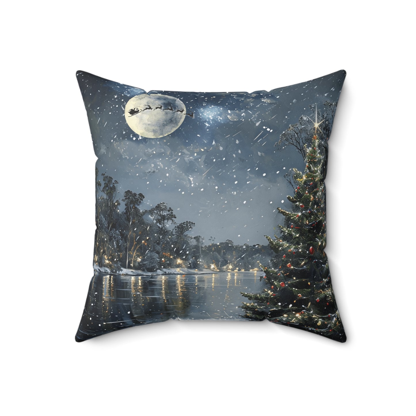 "Santa Over Herrington" Spun Polyester Square Accent Pillow