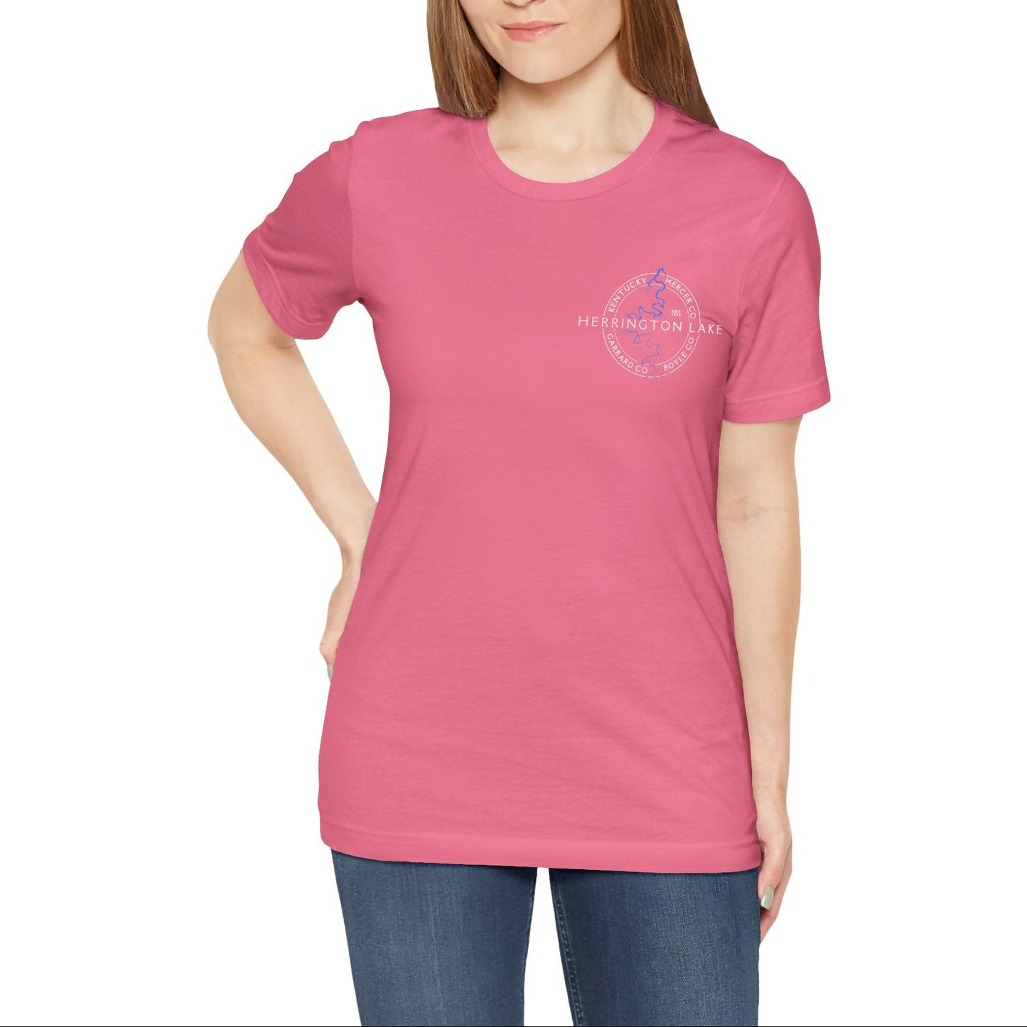 "The Classic" Herrington Lake and County Double-Sided Print Unisex Jersey Knit Cotton Short Sleeve Tee