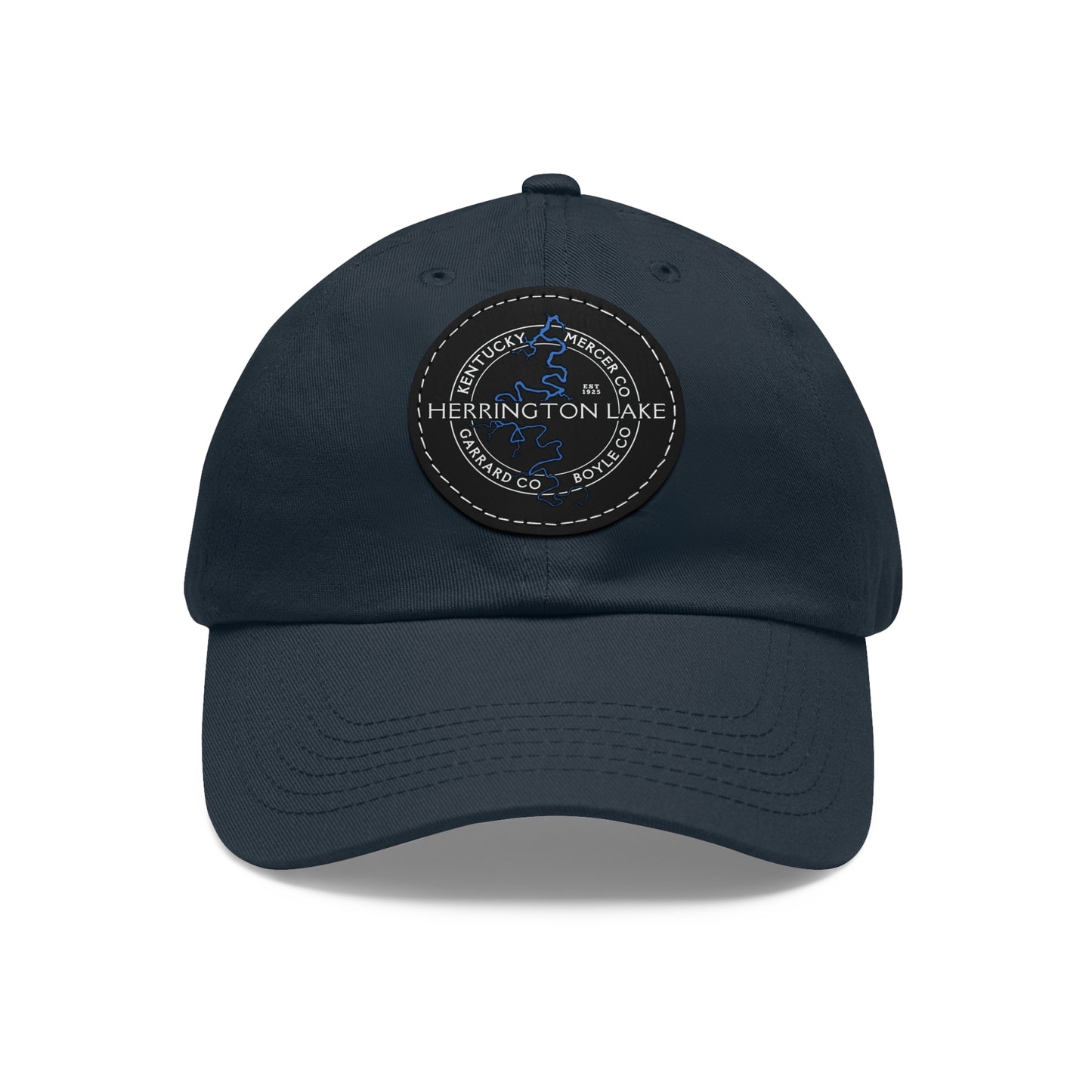 The "Classic" Herrington Lake and County Dad Hat with Leather Patch (Round)