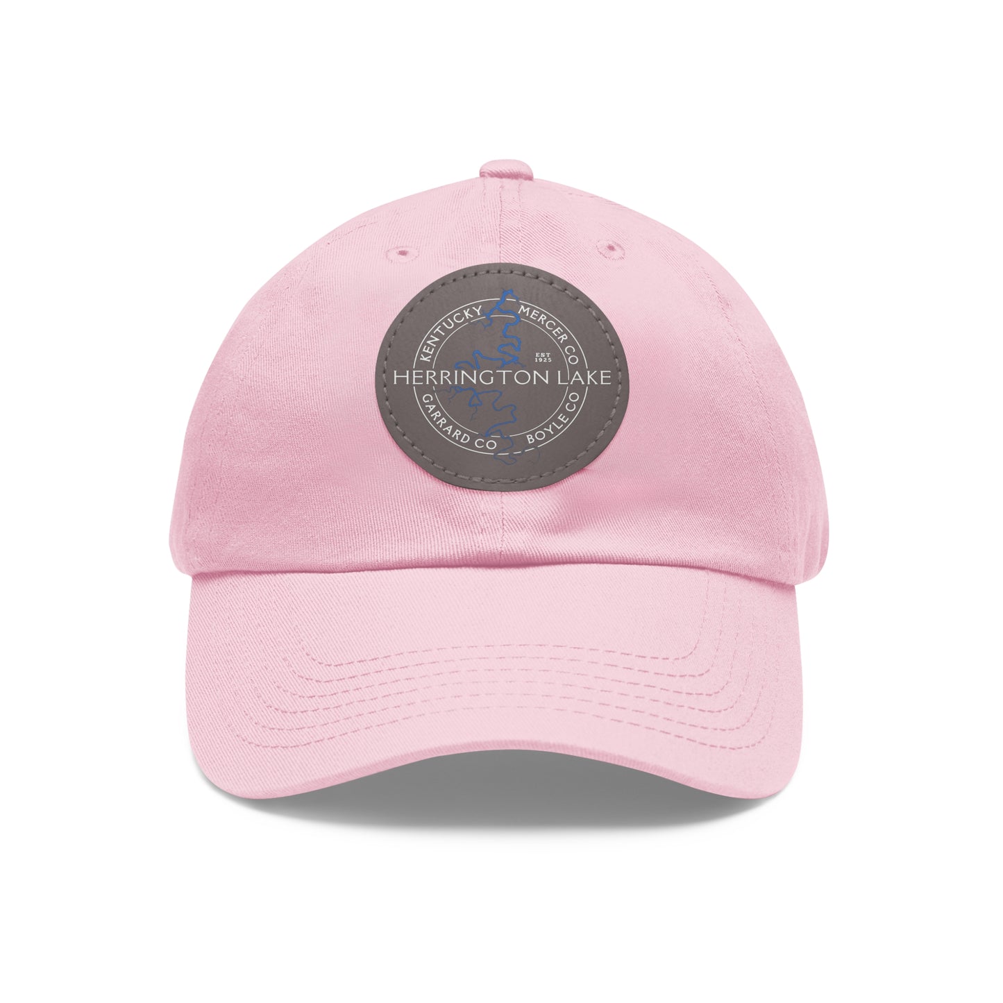 The "Classic" Herrington Lake and County Dad Hat with Leather Patch (Round)