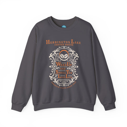 "Wake Up and Smell The Lake Life" Coffee House Collection Unisex Heavy Blend™ Crewneck Sweatshirt