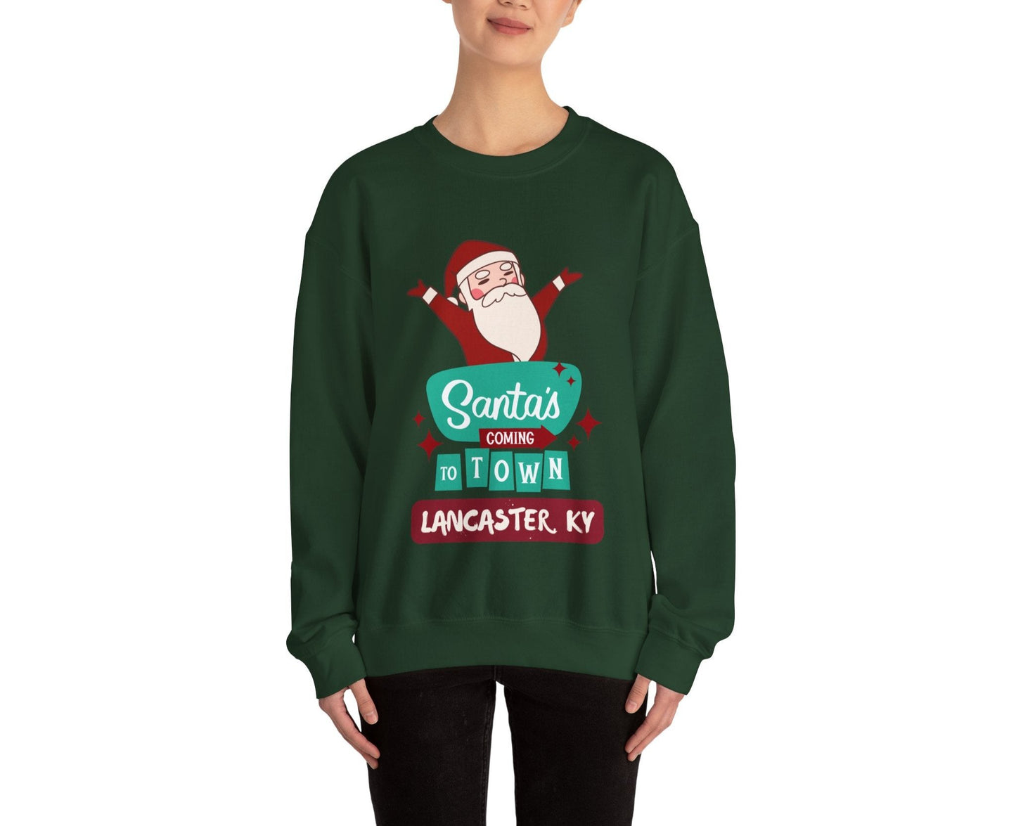 Santa is Coming to Lancaster KY Heavy Blend™ Crewneck Sweatshirt