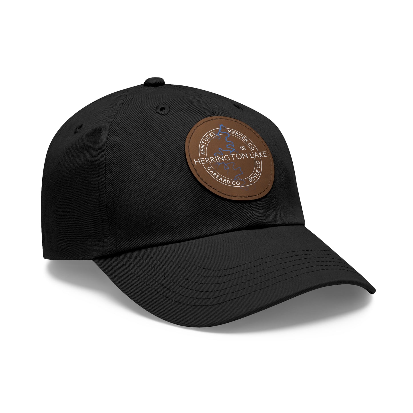 The "Classic" Herrington Lake and County Dad Hat with Leather Patch (Round)