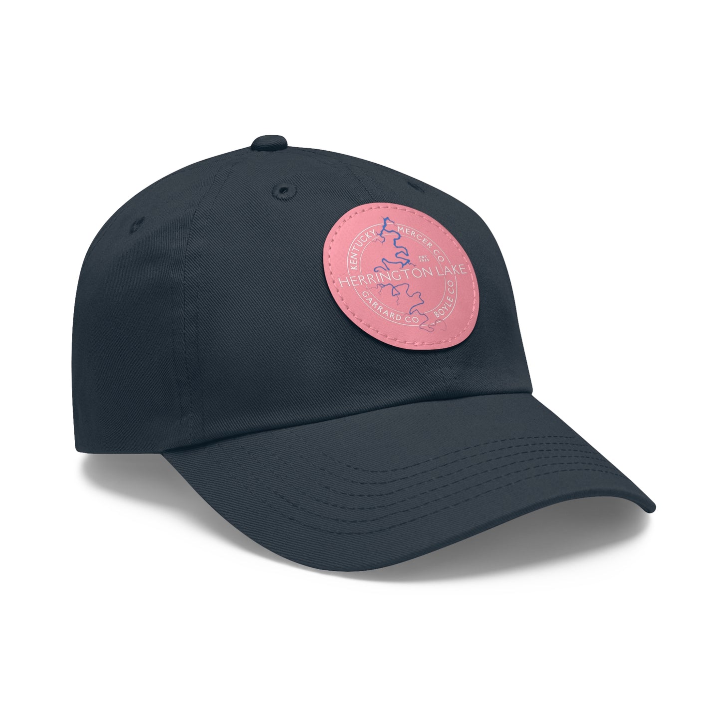The "Classic" Herrington Lake and County Dad Hat with Leather Patch (Round)