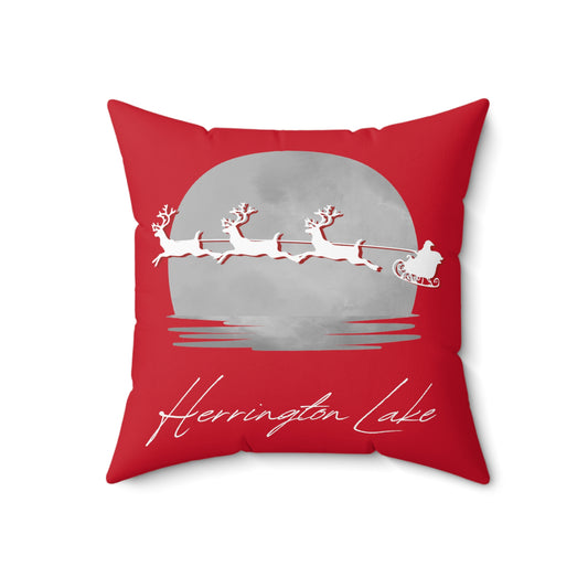 "A Very Merry Lakeside Christmas" Spun Polyester Square Accent Pillow (Red)