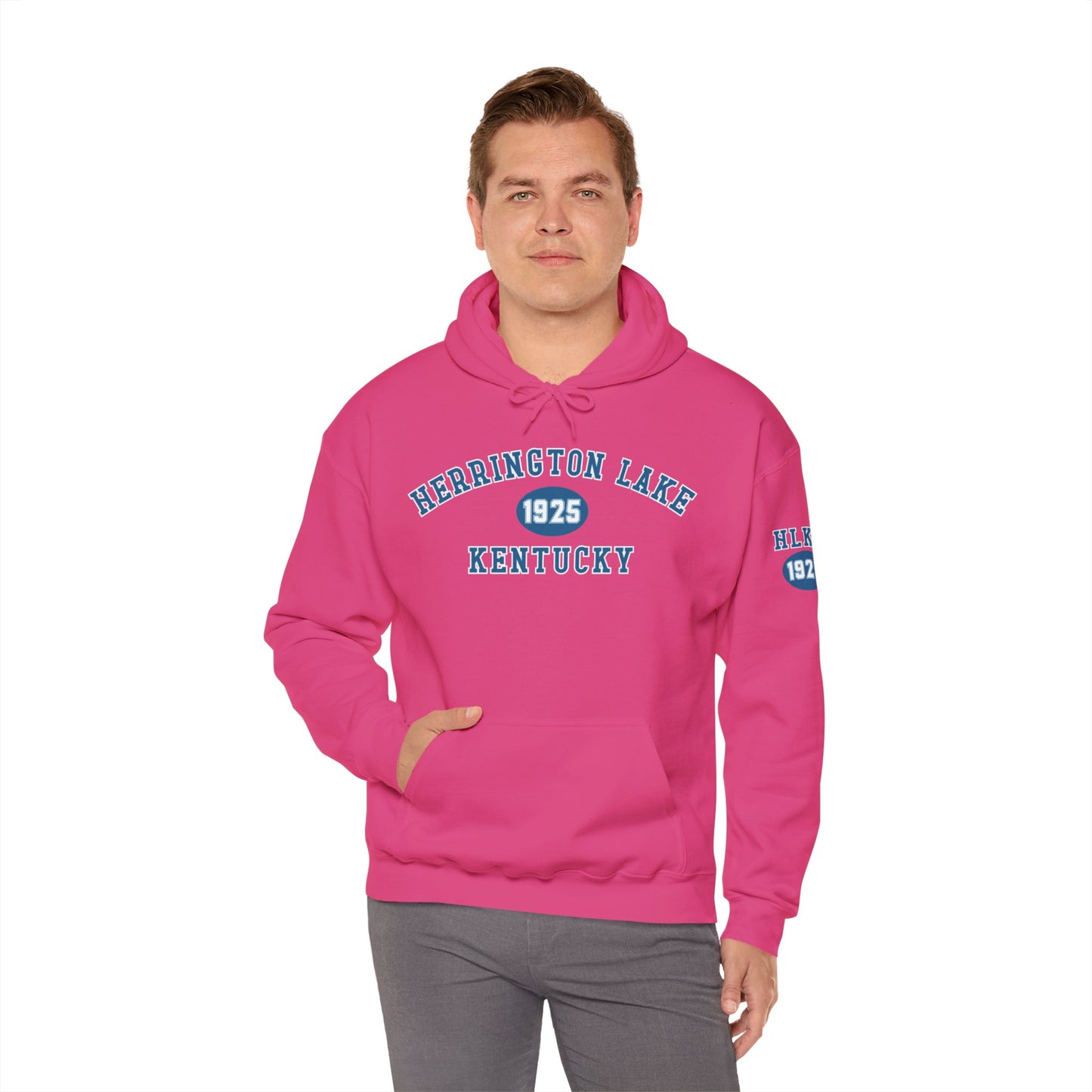 Herrington Lake Collegiate Collection Unisex Heavy Blend™ Hooded Sweatshirt w/ Printed Sleeve Accent