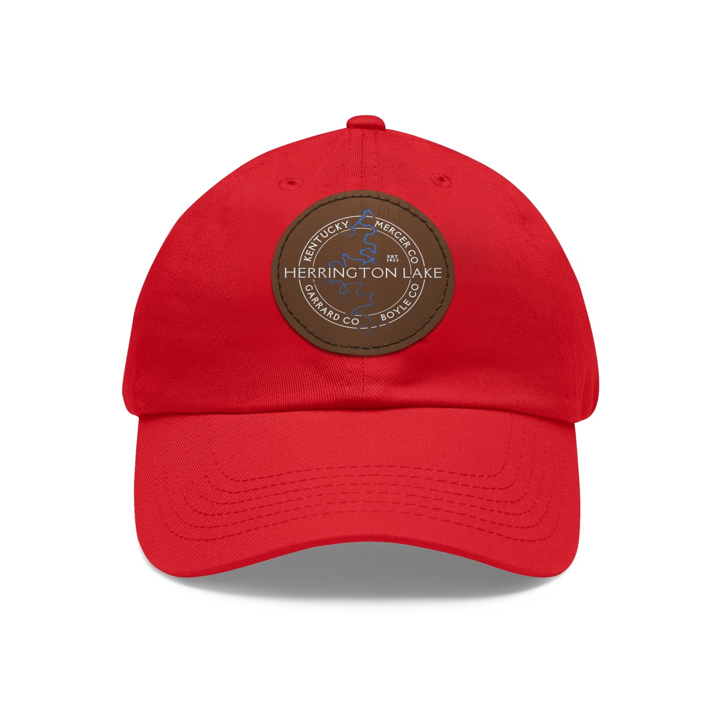 The "Classic" Herrington Lake and County Dad Hat with Leather Patch (Round)