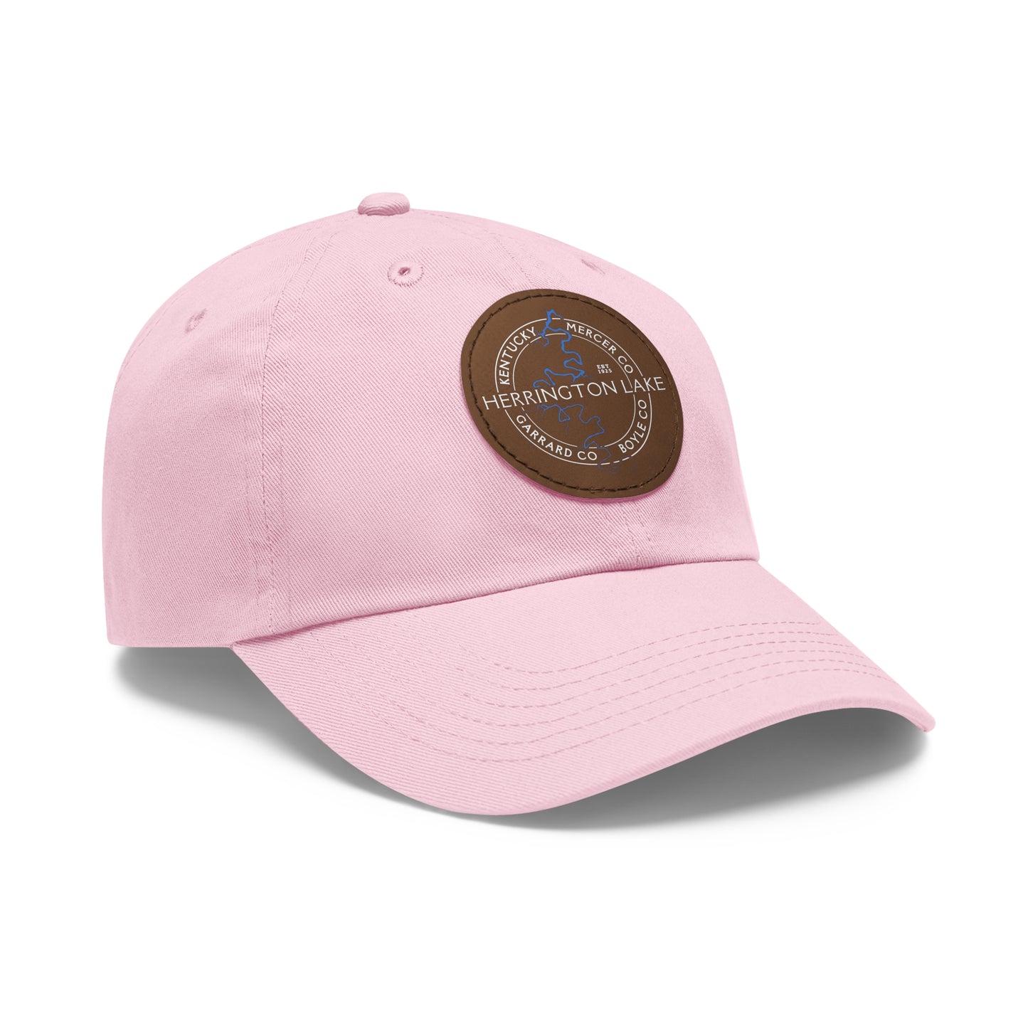 The "Classic" Herrington Lake and County Dad Hat with Leather Patch (Round)