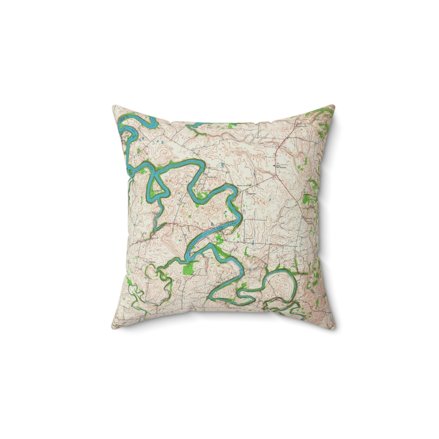 Herrington Lake Bryantsville Quadrangle USGS Topography Map Spun Polyester Square Accent Pillow