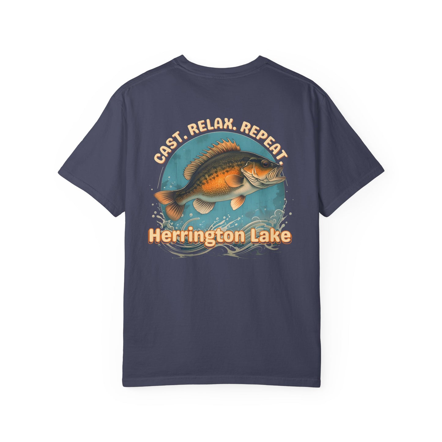 Cast. Relax. Repeat. Herrington Lake Double-Sided Premium Garment-Dyed Comfort Colors TShirt