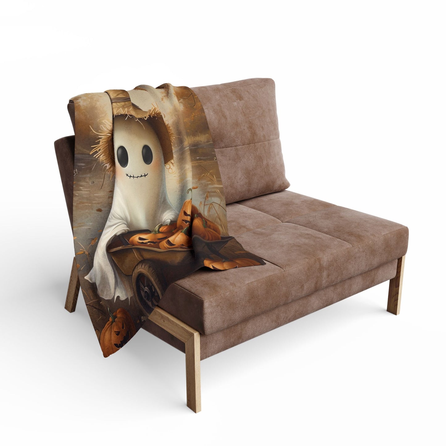 Cute Lake Ghost with Jack O'Lanterns Arctic Fleece Blanket