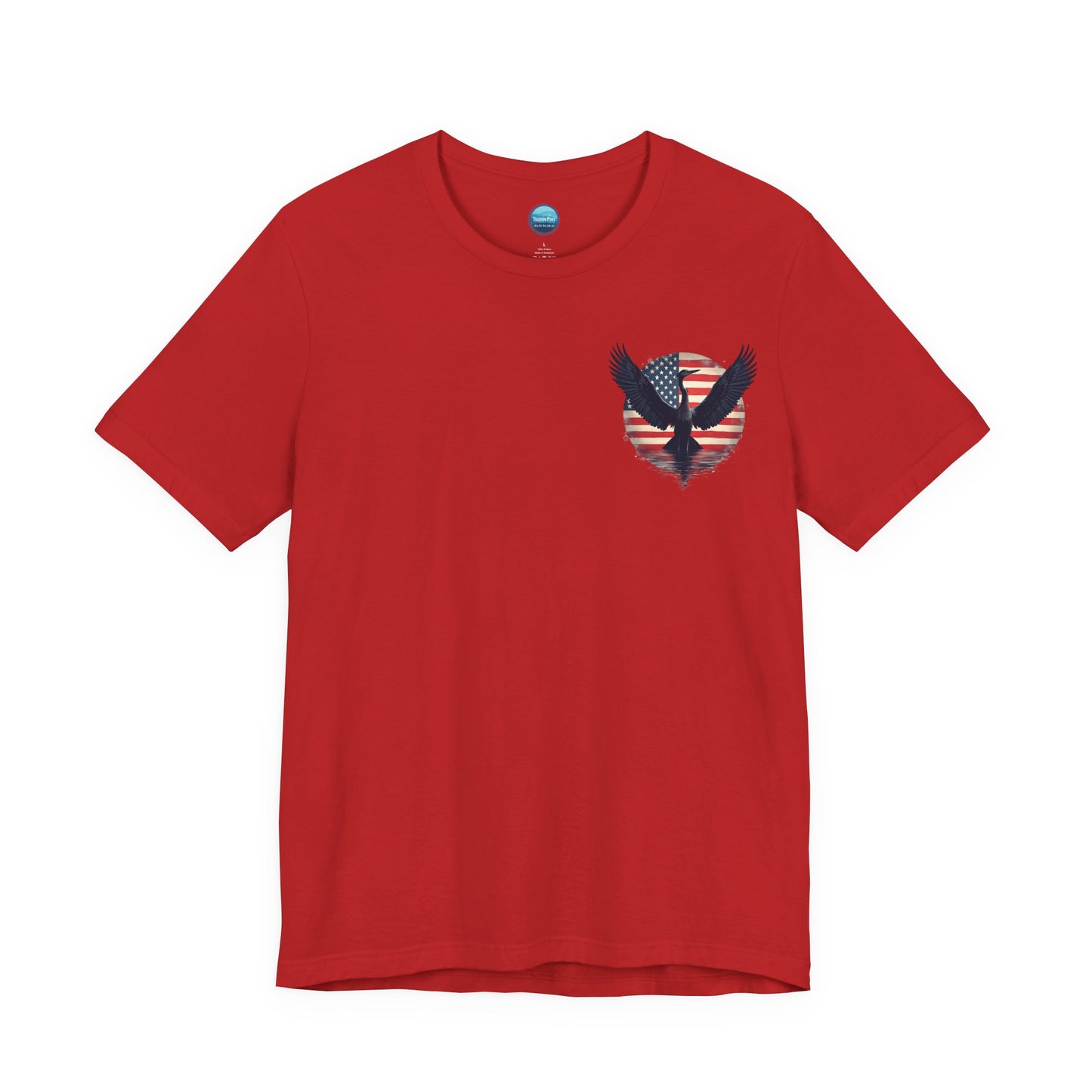 "Liberty Heron" Herrington Lake Patriots Collection Double-Sided Print Unisex Jersey Knit Cotton Short Sleeve Tee