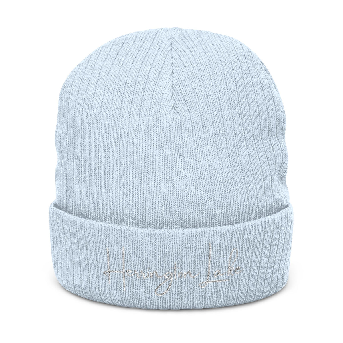 Embroidered Herrington Lake Scipt Logo Ribbed Knit Beanie 