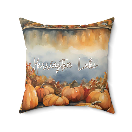 Herrington Lake Pumpkin Patch Faux Suede Square Pillow