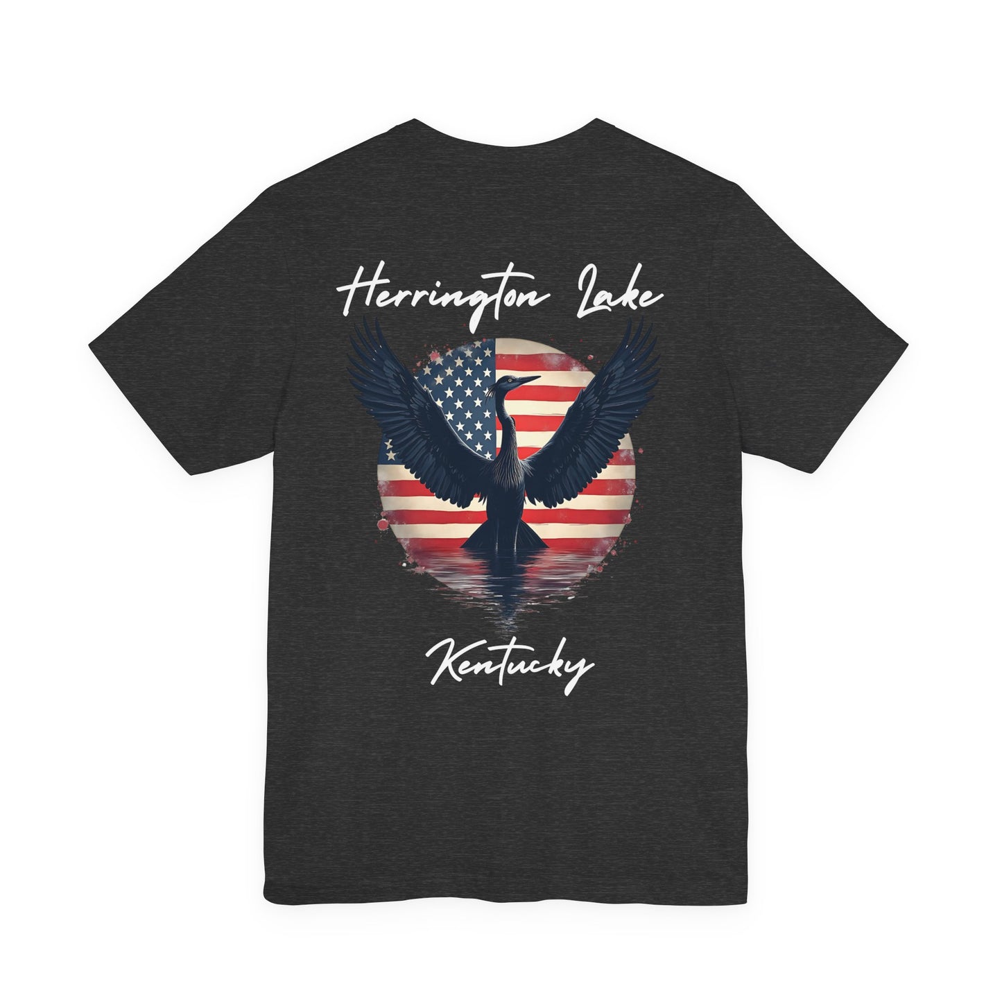 "Liberty Heron" Herrington Lake Patriots Collection Double-Sided Print Unisex Jersey Knit Cotton Short Sleeve Tee