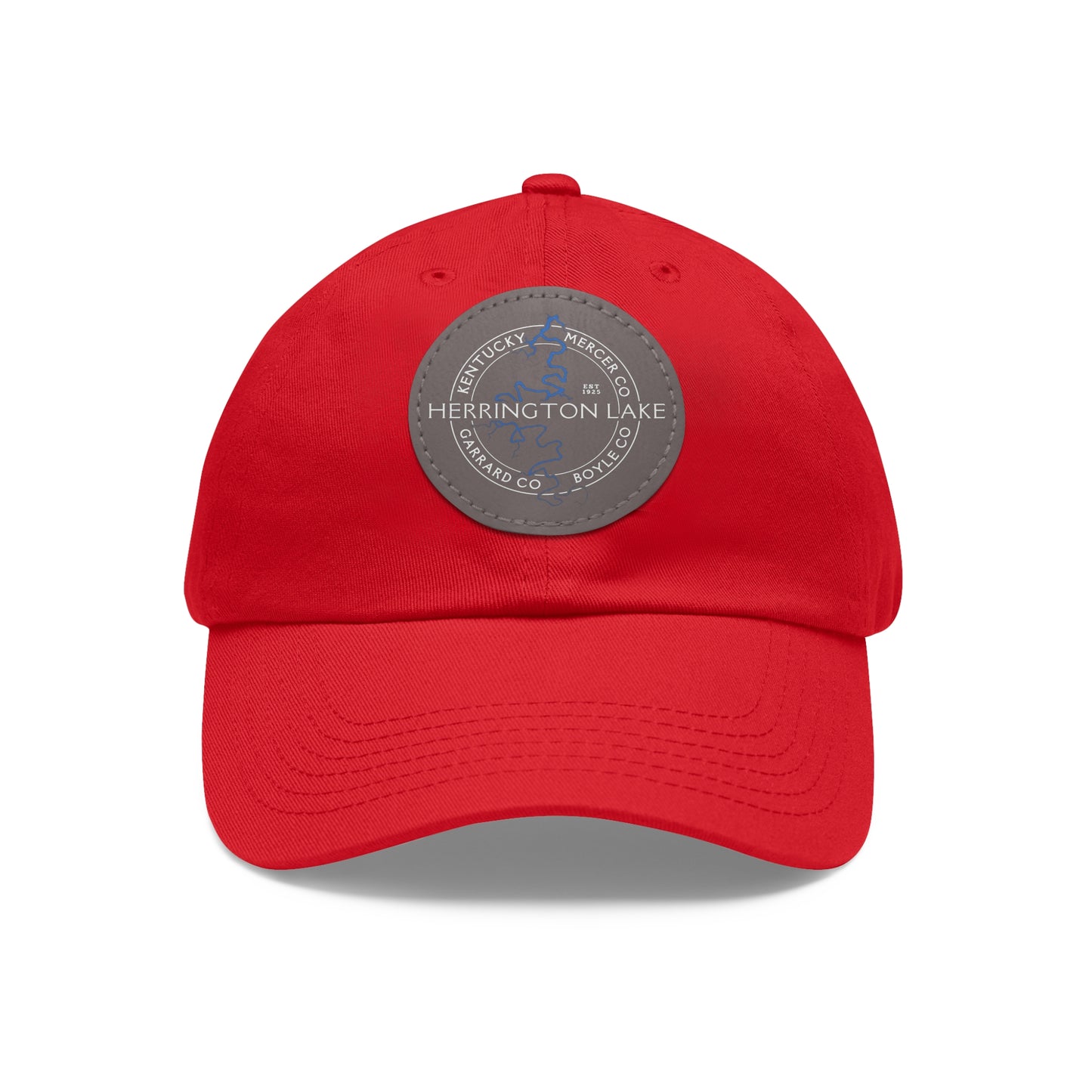 The "Classic" Herrington Lake and County Dad Hat with Leather Patch (Round)