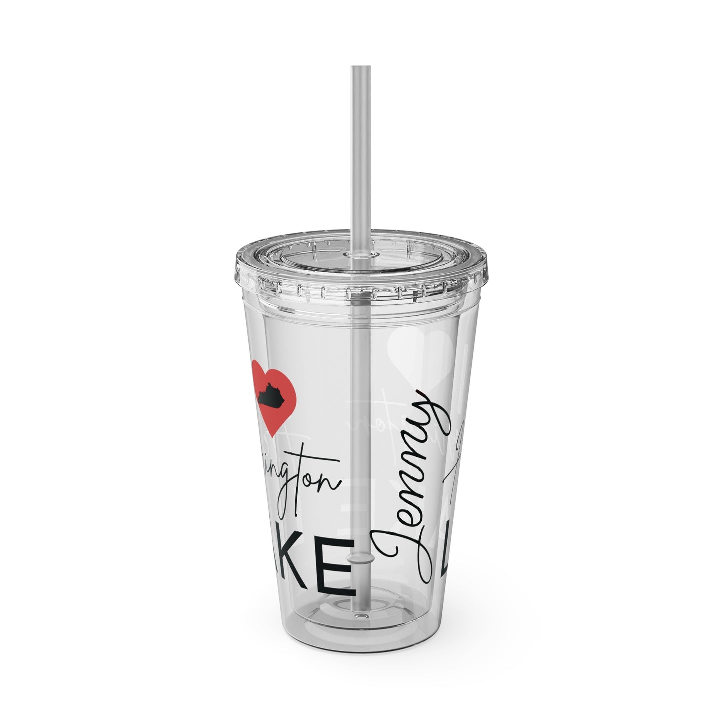 Customized Name I ❤️ Herrington Lake Sunsplash Tumbler with Straw, 16oz