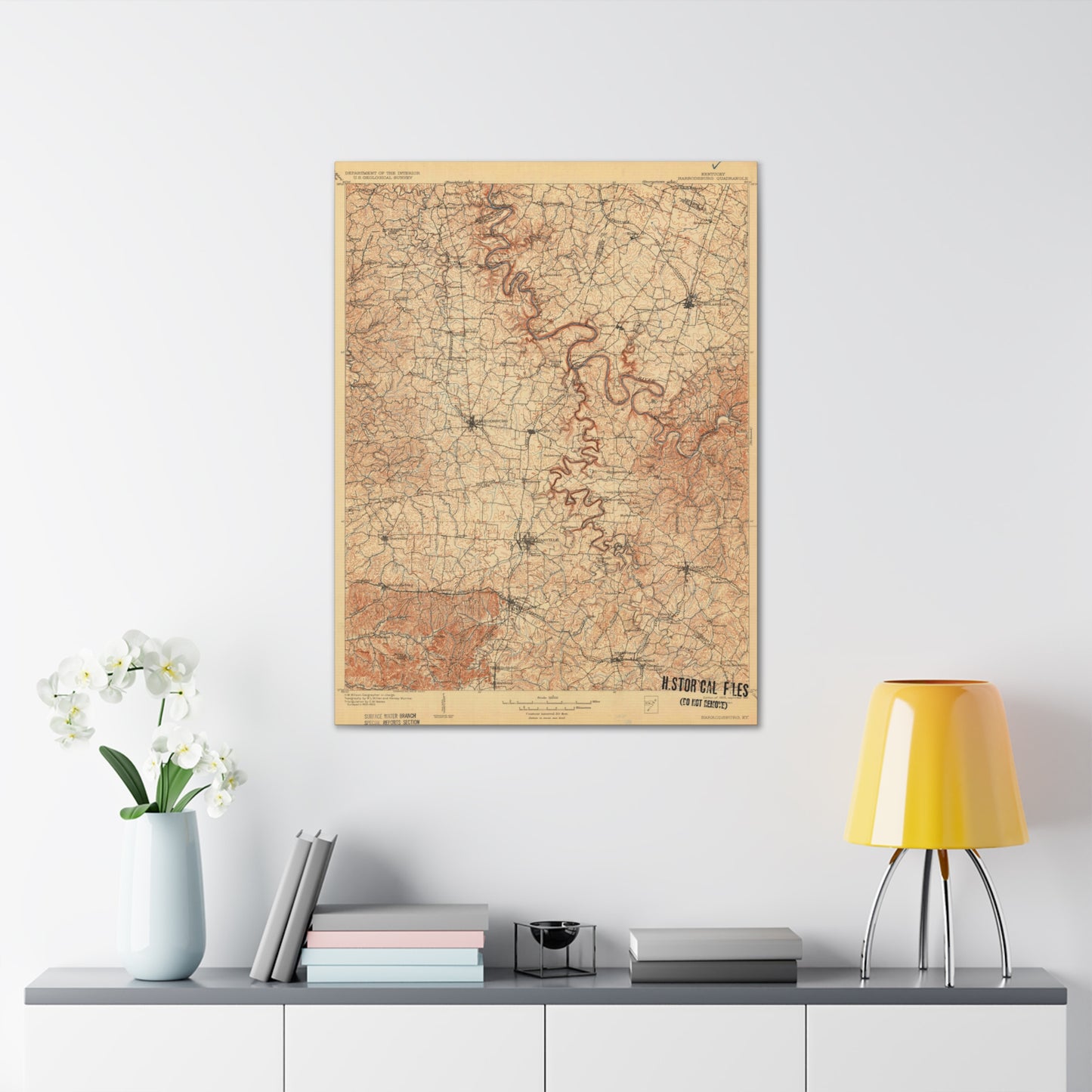 Dix River, Harrodsburg, Burgin, Danville, Lancaster Topographic Map, USGS 1909 Canvas Gallery Wraps