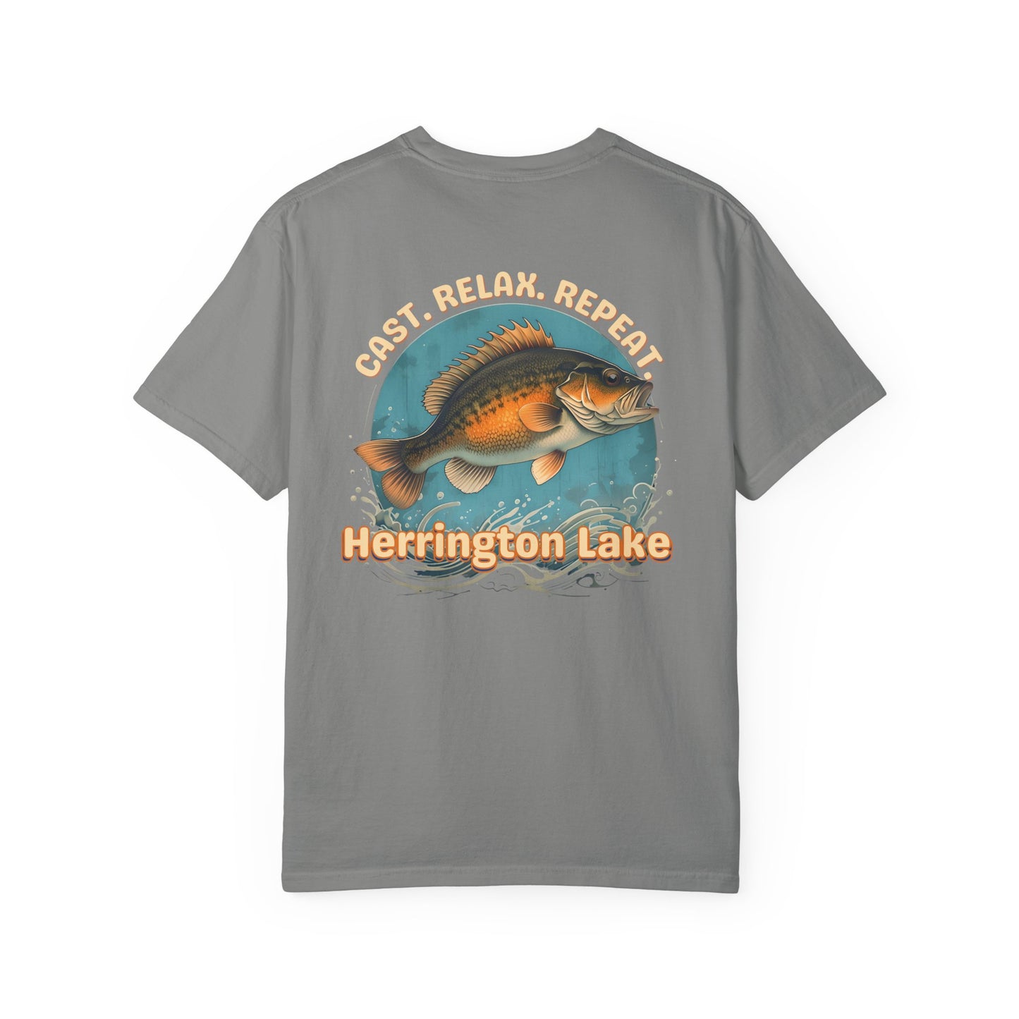 Cast. Relax. Repeat. Herrington Lake Double-Sided Premium Garment-Dyed Comfort Colors TShirt