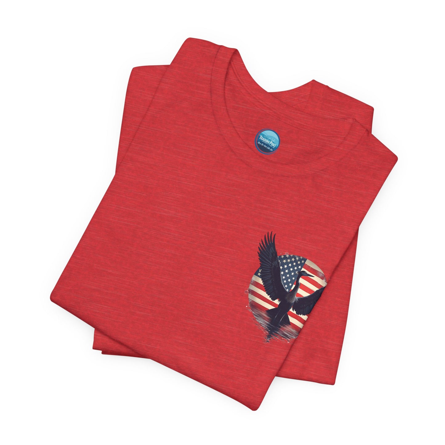 "Liberty Heron" Herrington Lake Patriots Collection Double-Sided Print Unisex Jersey Knit Cotton Short Sleeve Tee