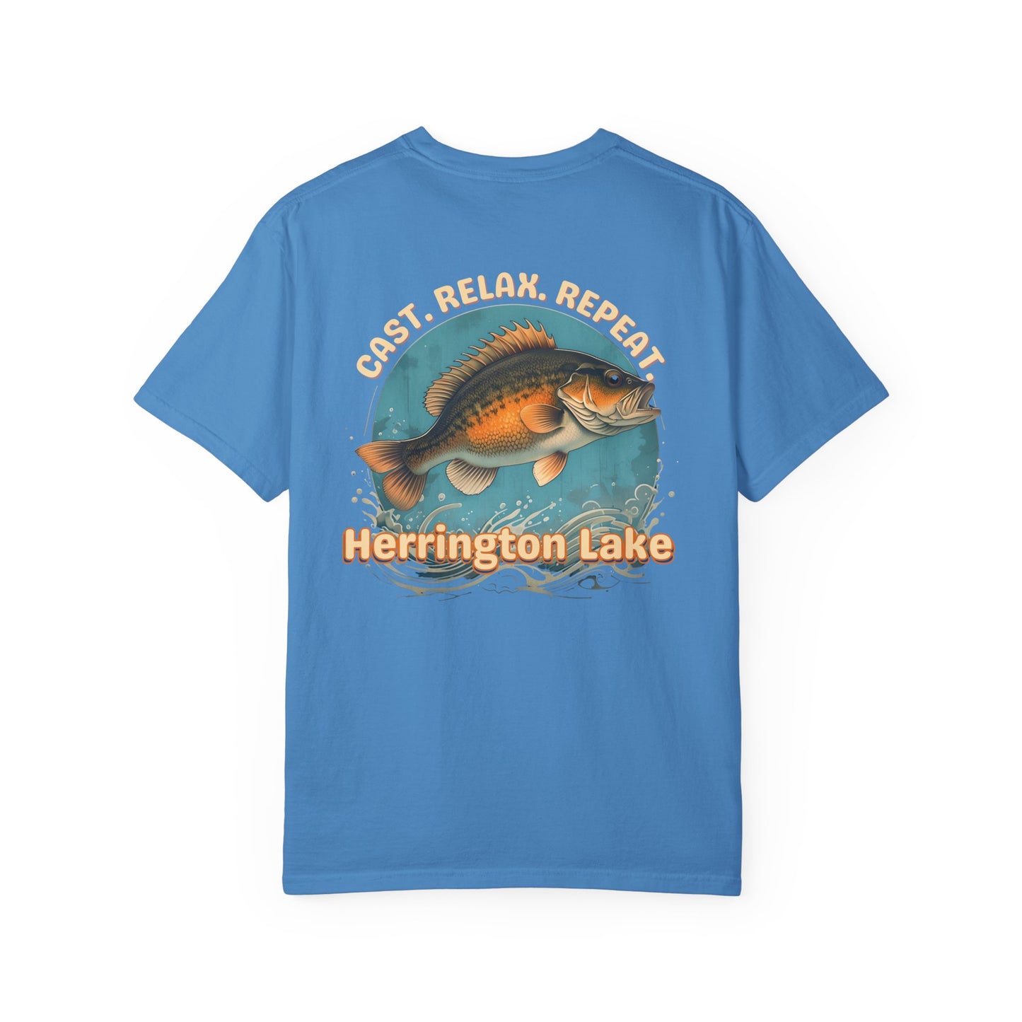 Cast. Relax. Repeat. Herrington Lake Double-Sided Premium Garment-Dyed Comfort Colors TShirt