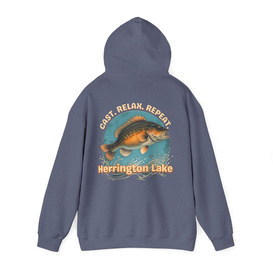 Cast. Relax. Repeat. Herrington Lake Double-Sided Unisex Heavy Blend™ Hooded Sweatshirt