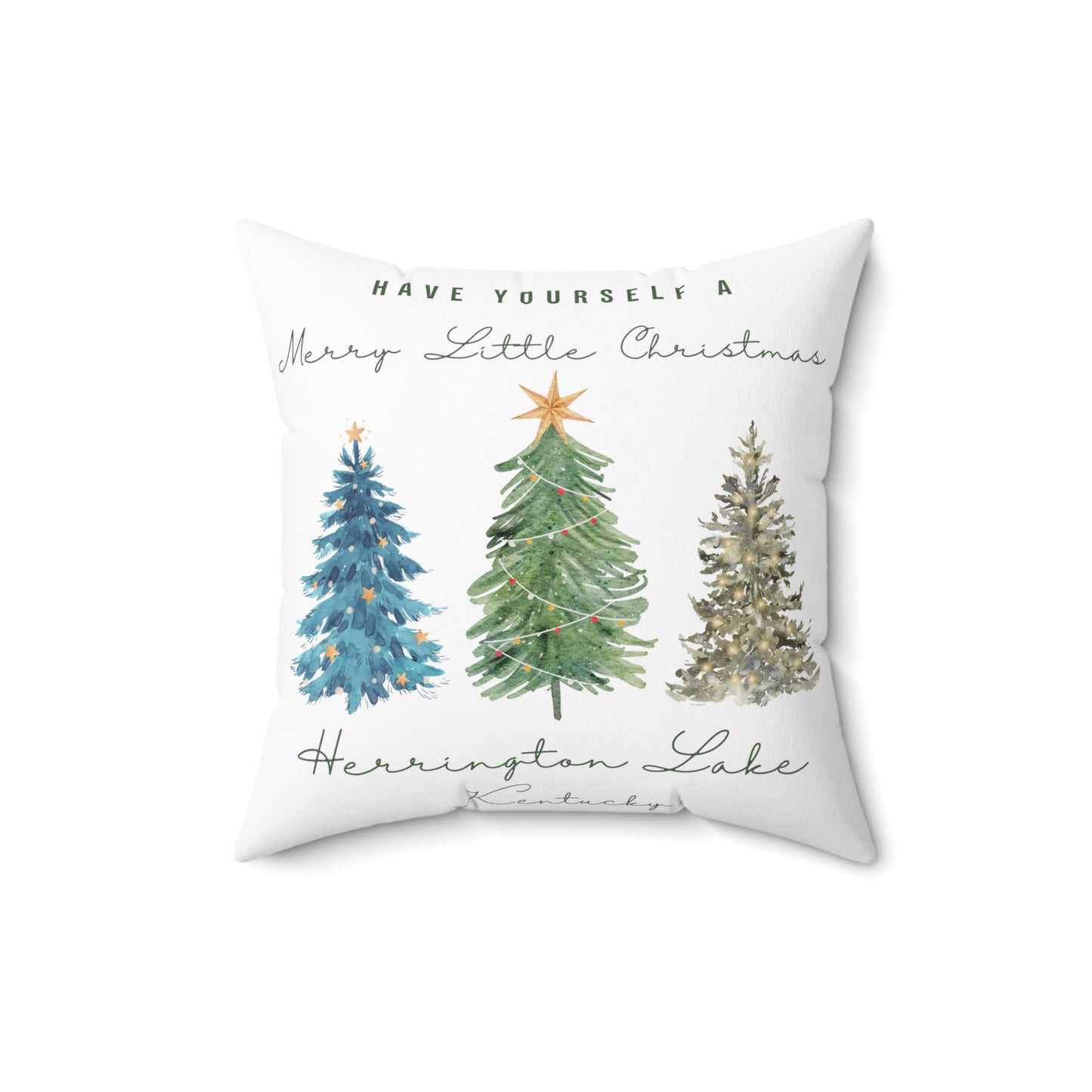 "Have Yourself A Merry Little Christmas”" Spun Polyester Square Accent Pillow (White)