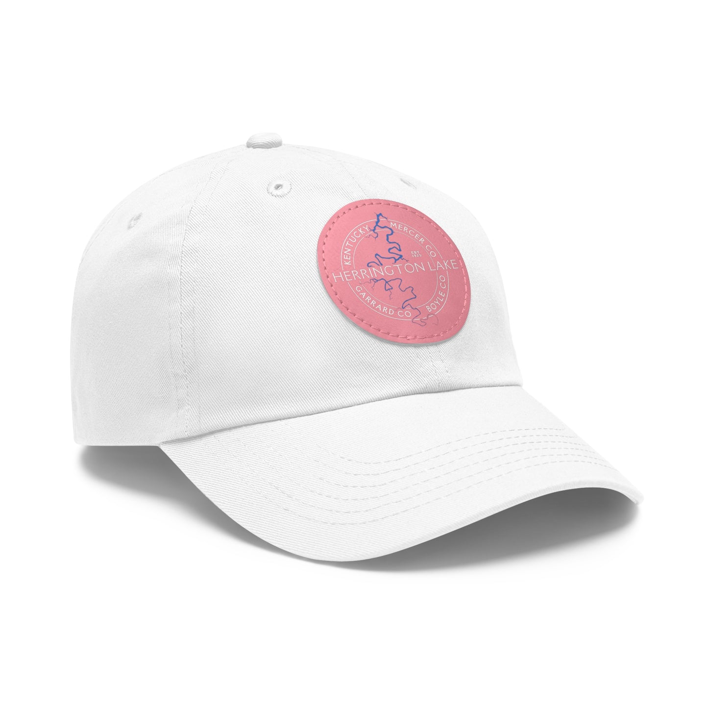 The "Classic" Herrington Lake and County Dad Hat with Leather Patch (Round)