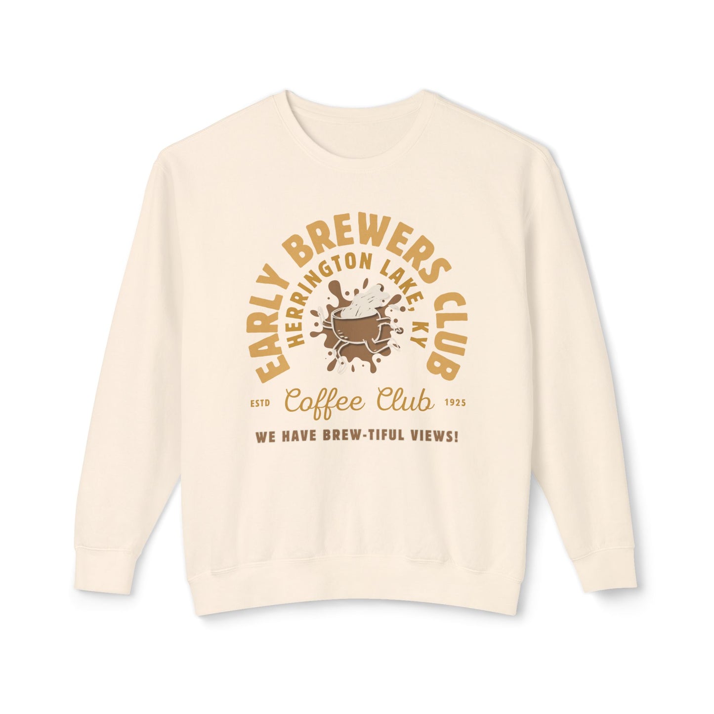 "Early Brewers Club" Coffee House Collection Lightweight Crewneck Sweatshirt by Comfort Colors