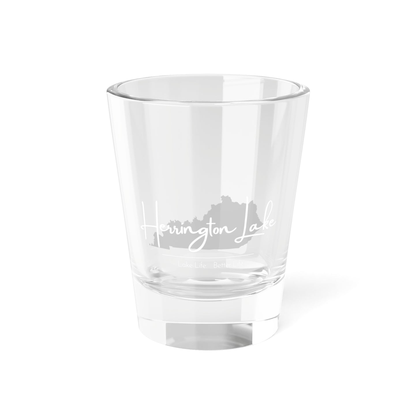 Herrington Lake Signature Logo Shot Glass, 1.5oz (White/Grey)