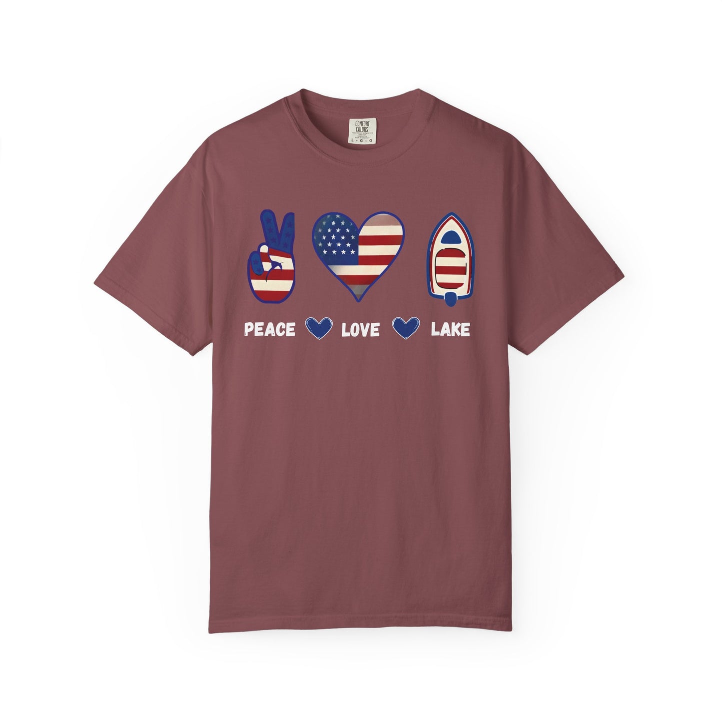 Peace Love Lake Unisex Lake Patriots Collection Premium Garment-Dyed Comfort Colors TShirt