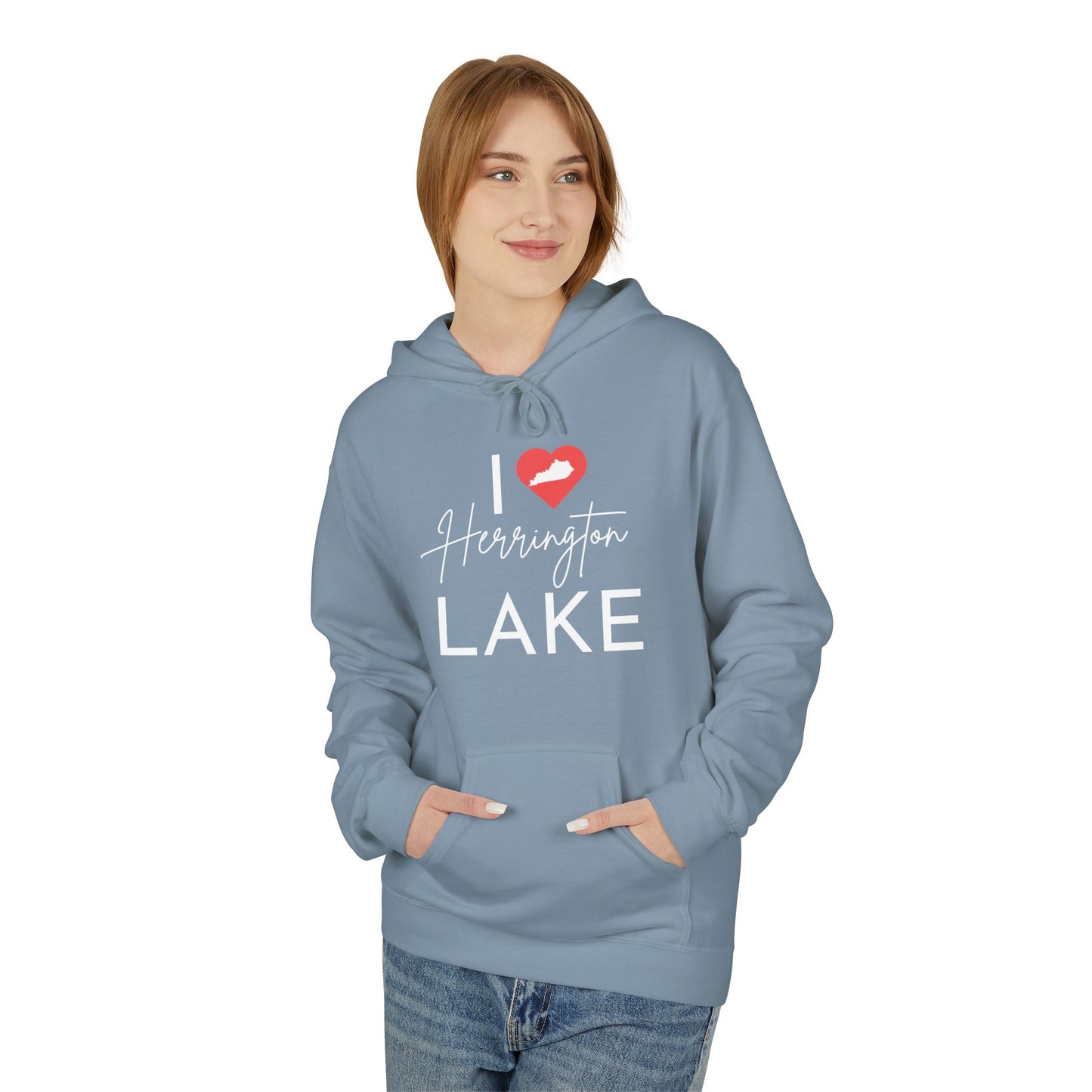 I ❤️ Herrington Lake Unisex Midweight Softstyle Cotton-Faced Fleece Hoodie