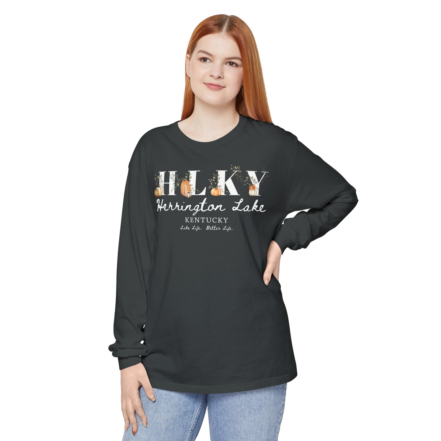 Fall Pumpkin HLKY Collection Garment-Dyed Premium Comfort Colors™ Long Sleeve T-Shirt