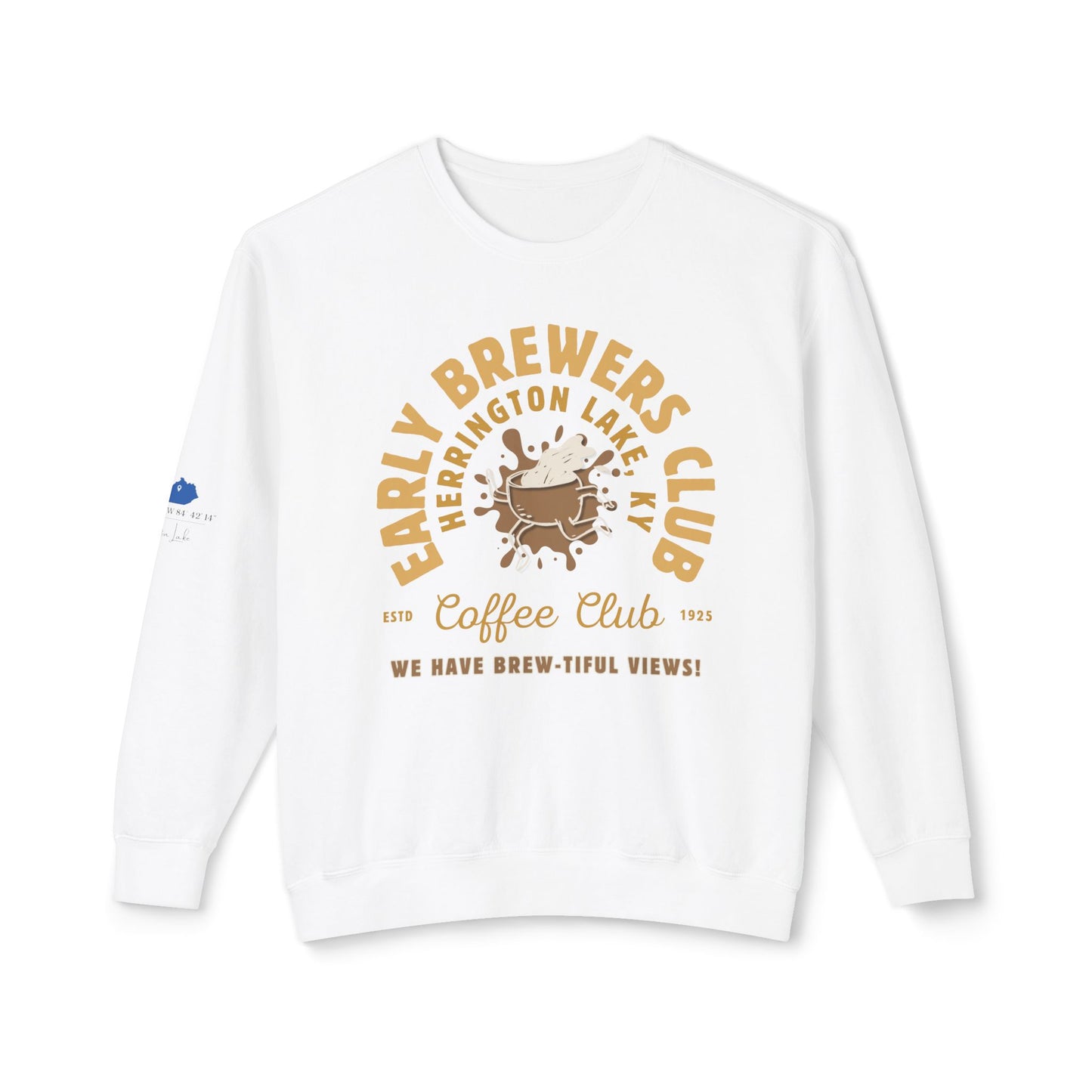 "Early Brewers Club" Coffee House Collection Lightweight Crewneck Sweatshirt by Comfort Colors