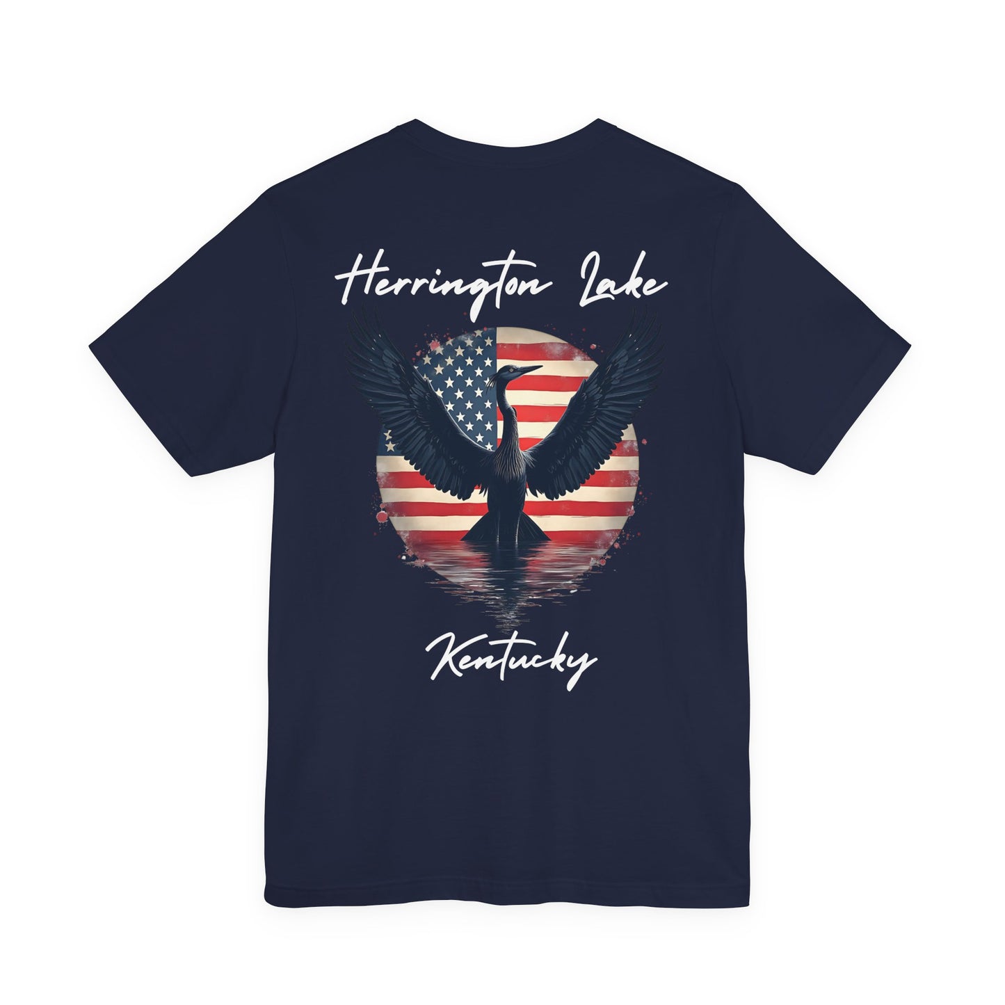 "Liberty Heron" Herrington Lake Patriots Collection Double-Sided Print Unisex Jersey Knit Cotton Short Sleeve Tee
