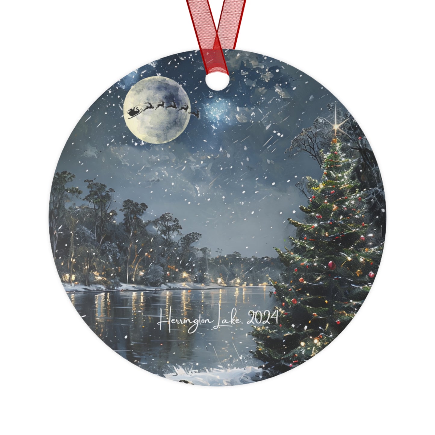 "Santa's Night Over Herrington" 2024 Collectible Metal Christmas Tree Ornaments