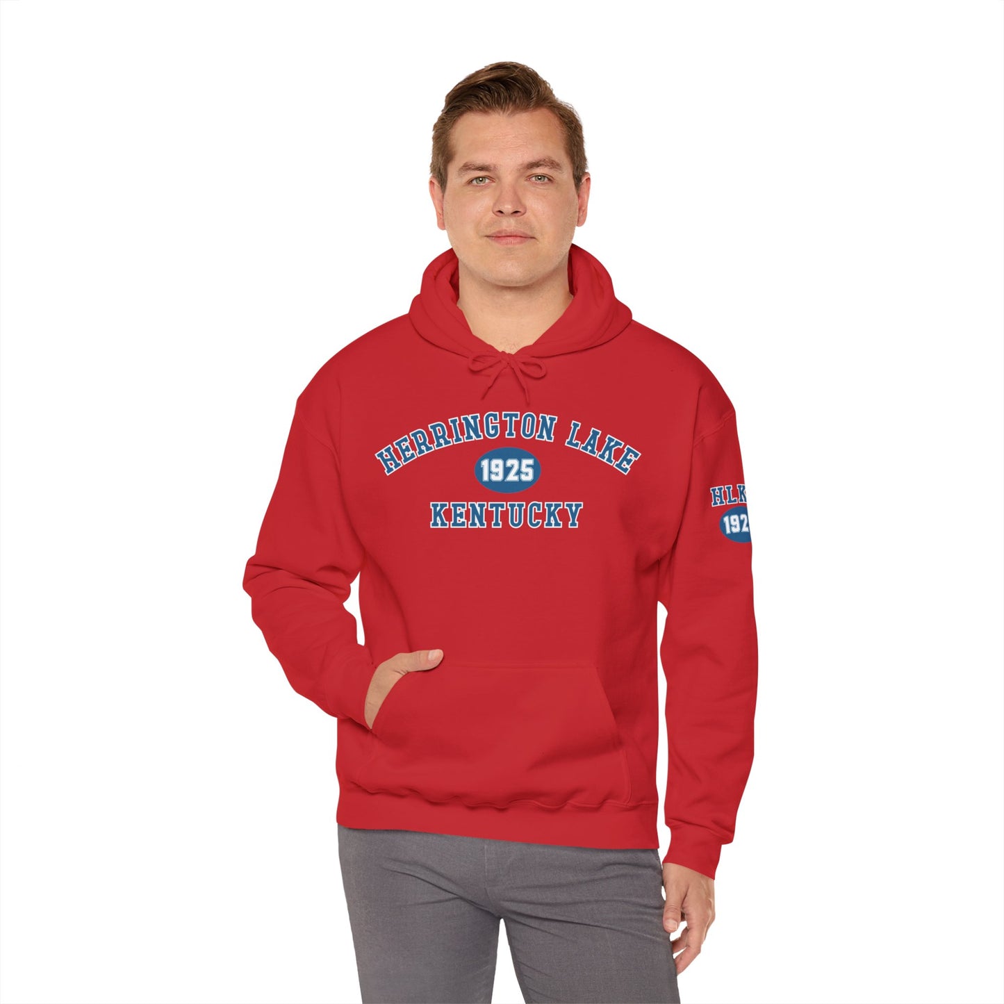 Herrington Lake Collegiate Collection Unisex Heavy Blend™ Hooded Sweatshirt w/ Printed Sleeve Accent