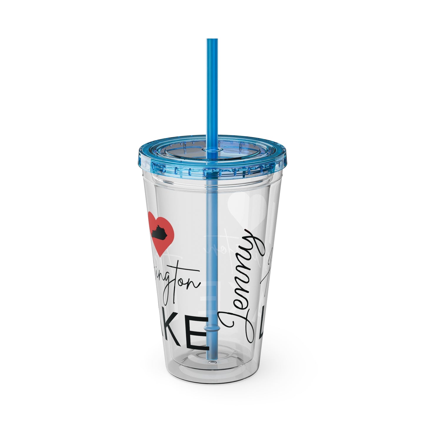 Customized Name I ❤️ Herrington Lake Sunsplash Tumbler with Straw, 16oz