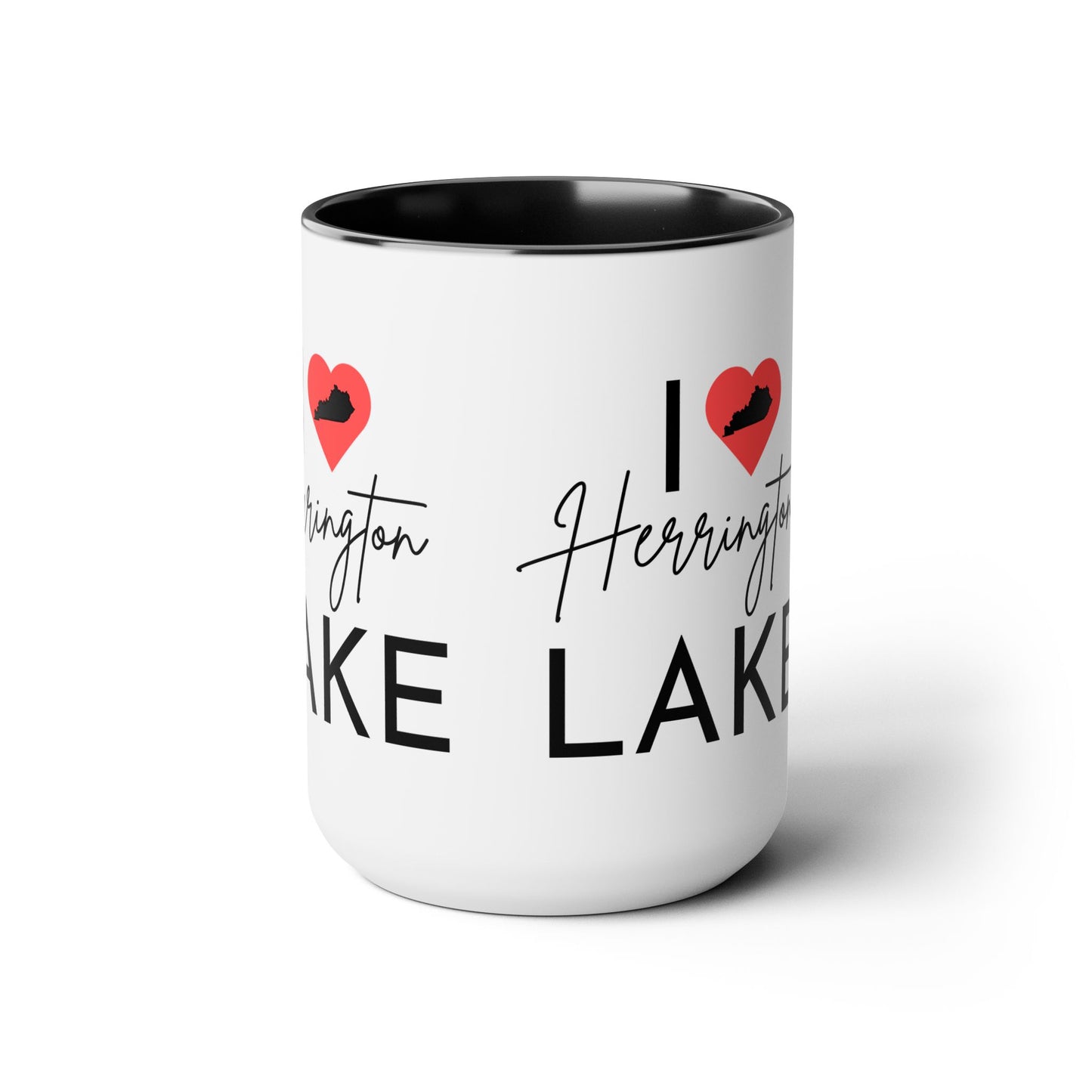 I ❤️ Herrington Lake Two-Tone Biggie Coffee Mugs, 15oz