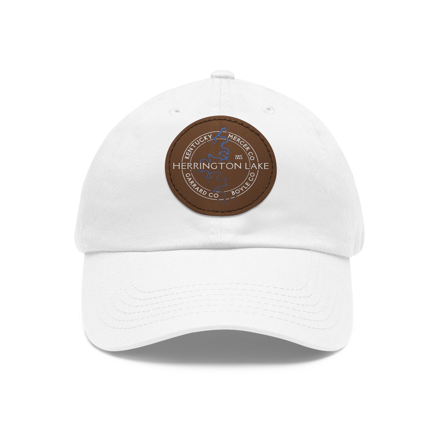 The "Classic" Herrington Lake and County Dad Hat with Leather Patch (Round)