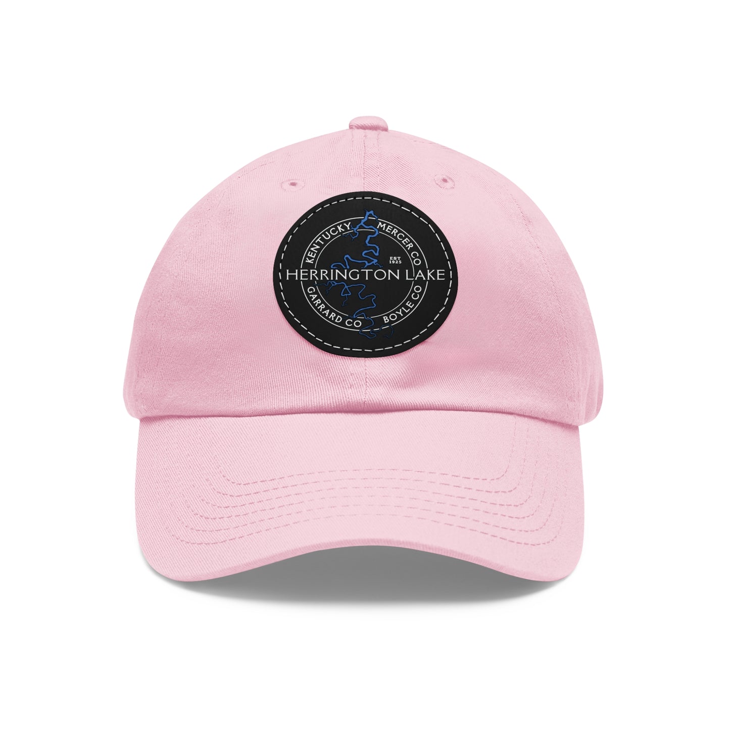 The "Classic" Herrington Lake and County Dad Hat with Leather Patch (Round)