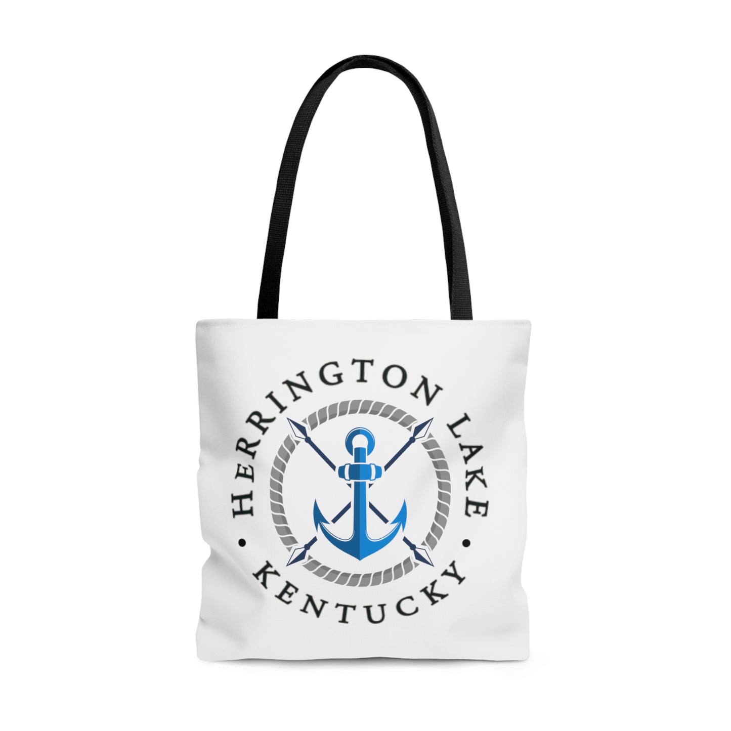 Herrington Lake Blue Anchor Tote Bag in White