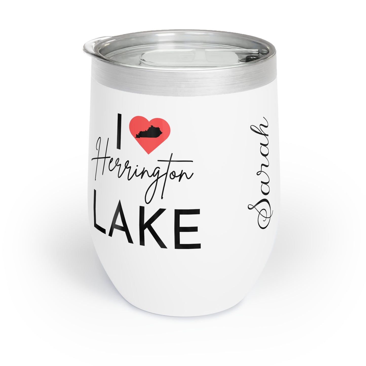 Customized Name I ❤️ Herrington Lake Chill Wine Tumbler