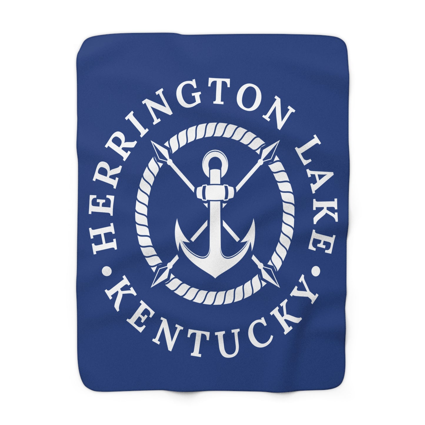 Herrington Lake White Anchor Sherpa Fleece Blanket - Blue