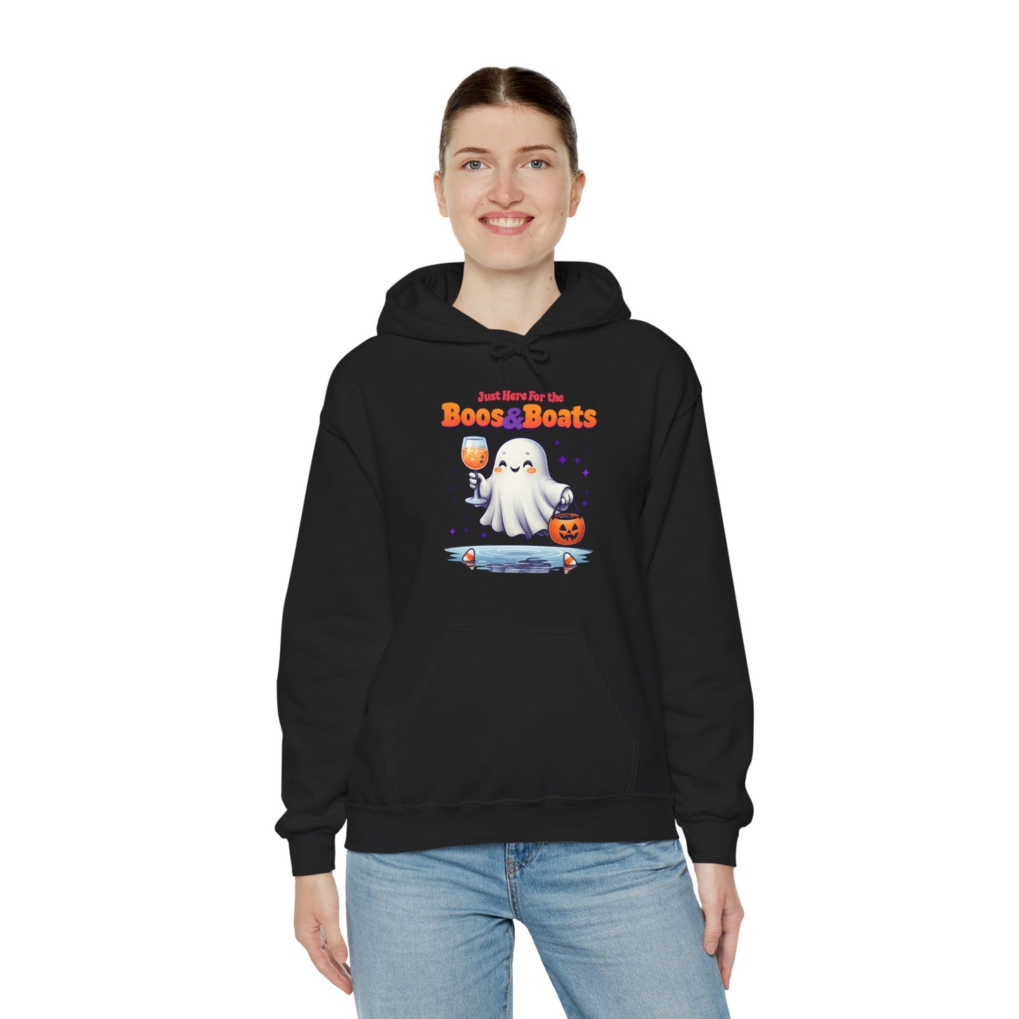 "Just Here For The Boos & Boats" Unisex Heavy Blend™ Hooded Sweatshirt