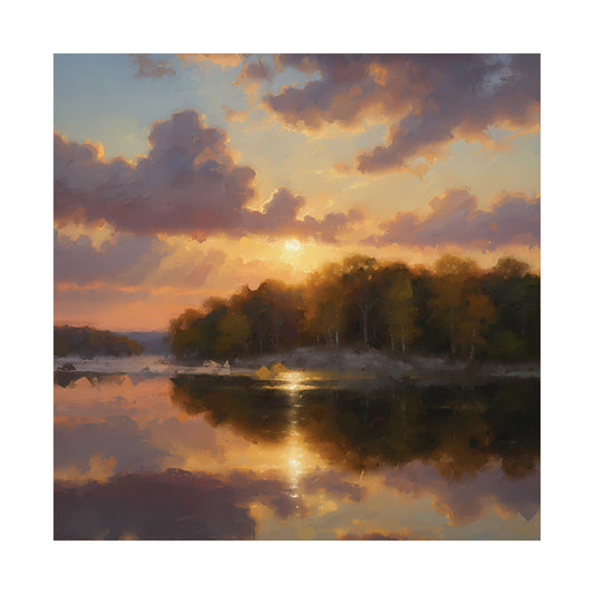 "Fall Dawn Over Herrington" in Oil Satin Digital Fine Art Poster Print (300gsm)