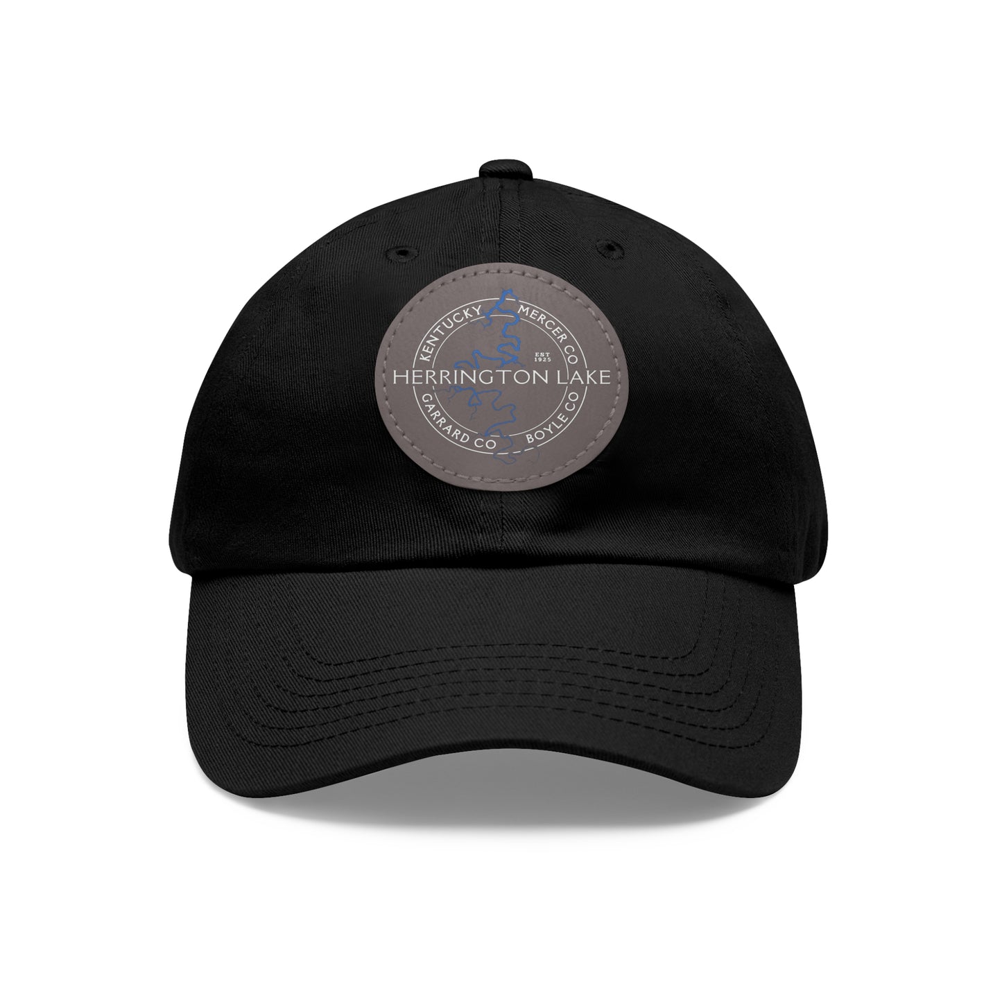 The "Classic" Herrington Lake and County Dad Hat with Leather Patch (Round)